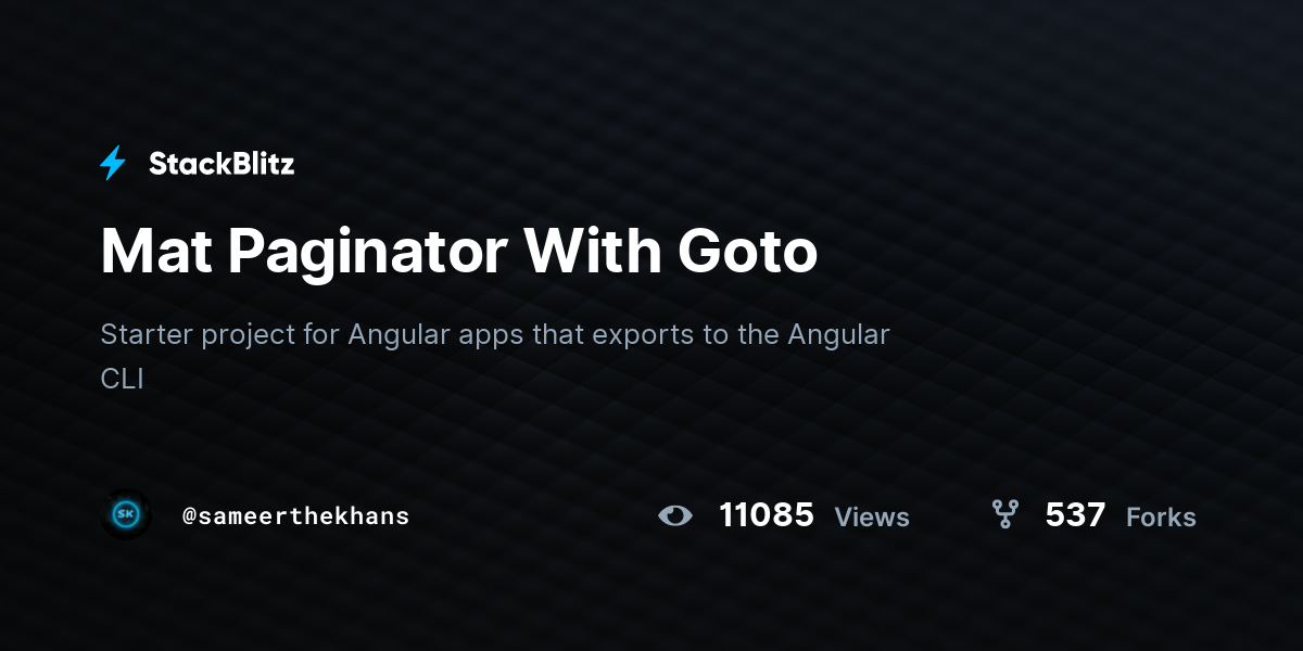 Mat Paginator With Goto StackBlitz