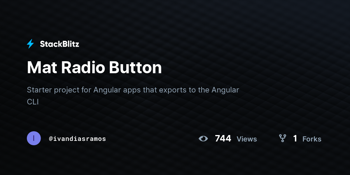Mat Radio Button - StackBlitz