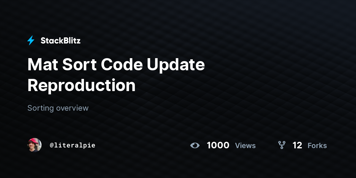 Mat Sort Code Update Reproduction - StackBlitz