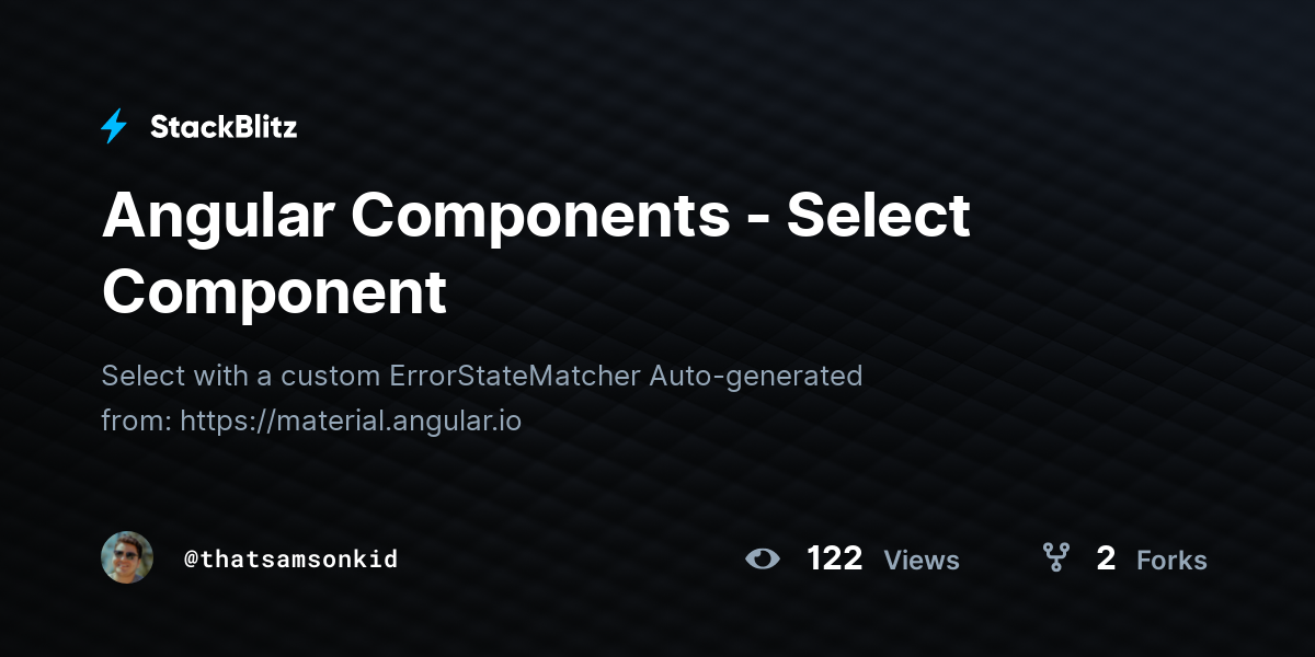 Angular Components - Select Component - StackBlitz