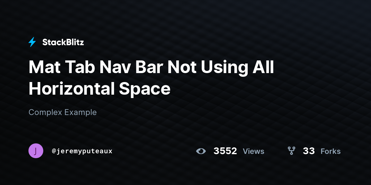 Mat Tab Nav Bar Not Using All Horizontal Space - StackBlitz