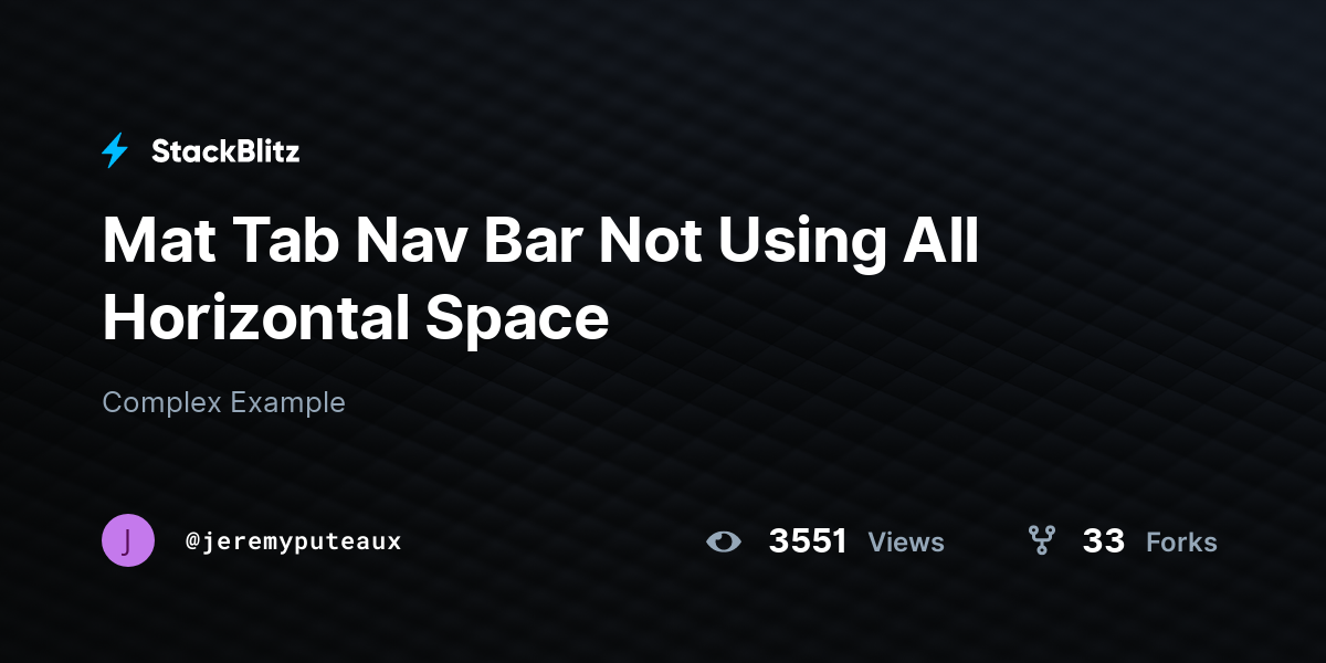 Mat Tab Nav Bar Not Using All Horizontal Space StackBlitz