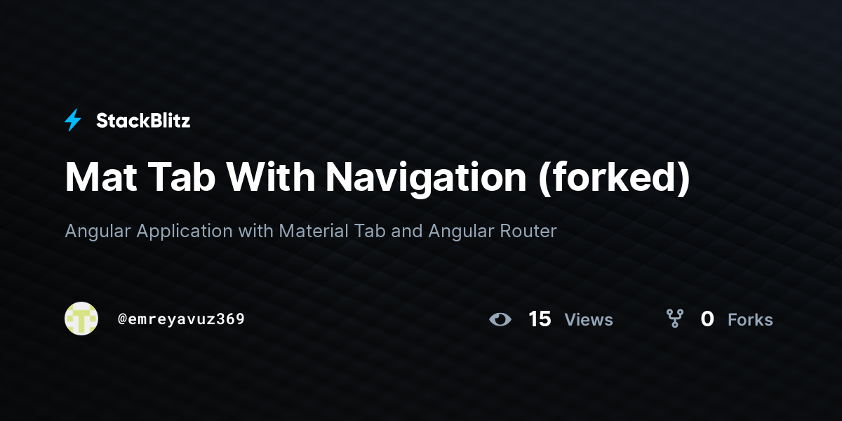 Mat Tab With Navigation (forked) - StackBlitz