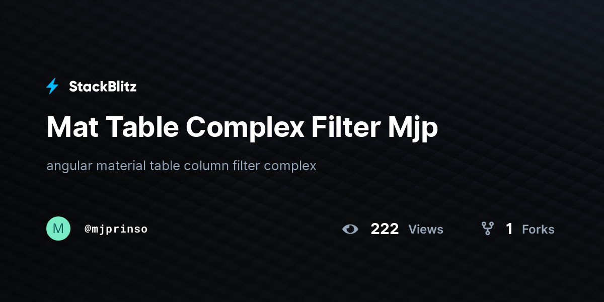 Mat Table Complex Filter Mjp - StackBlitz