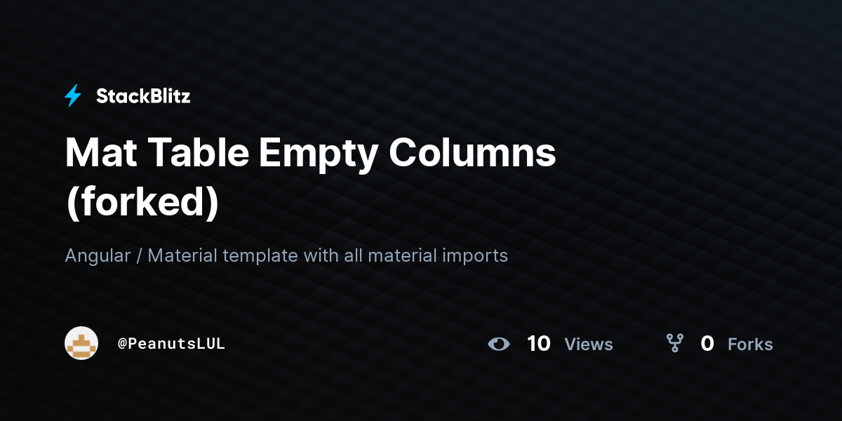 Mat Table Empty Columns (forked) - StackBlitz