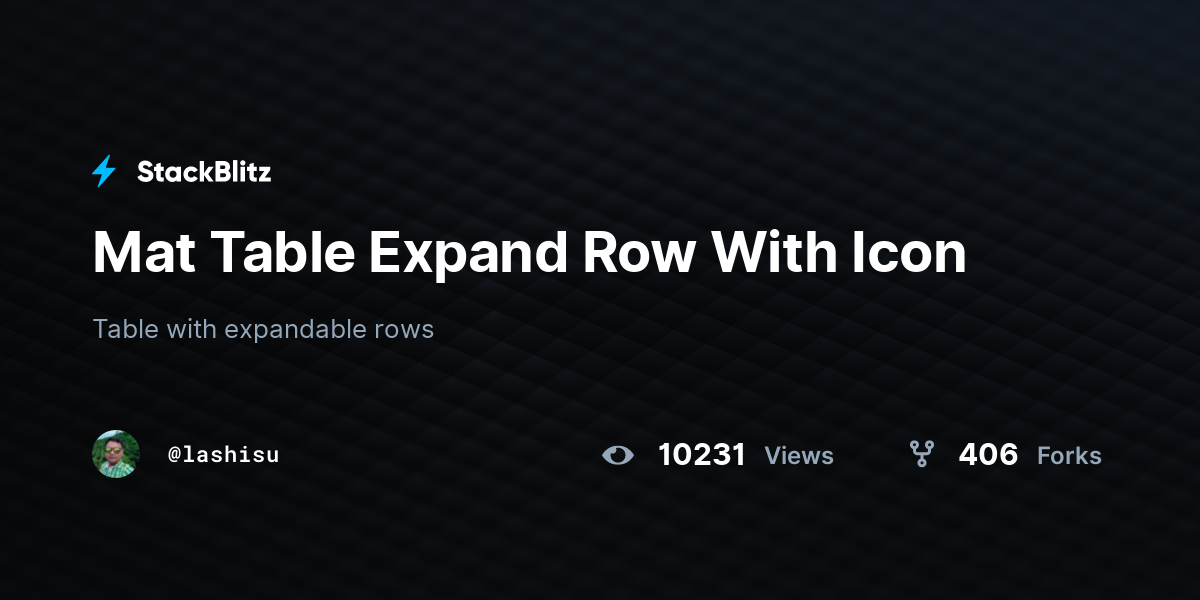 Mat Table Expand Row With Icon StackBlitz