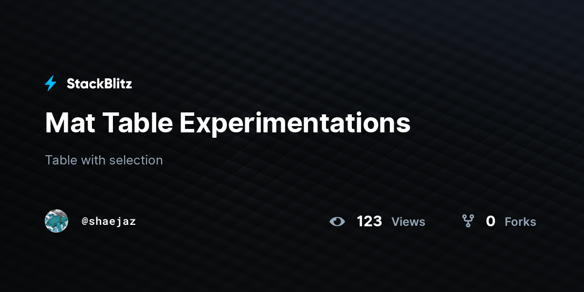 Mat Table Experimentations - StackBlitz
