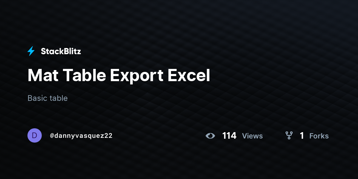 Mat Table Export Excel - StackBlitz