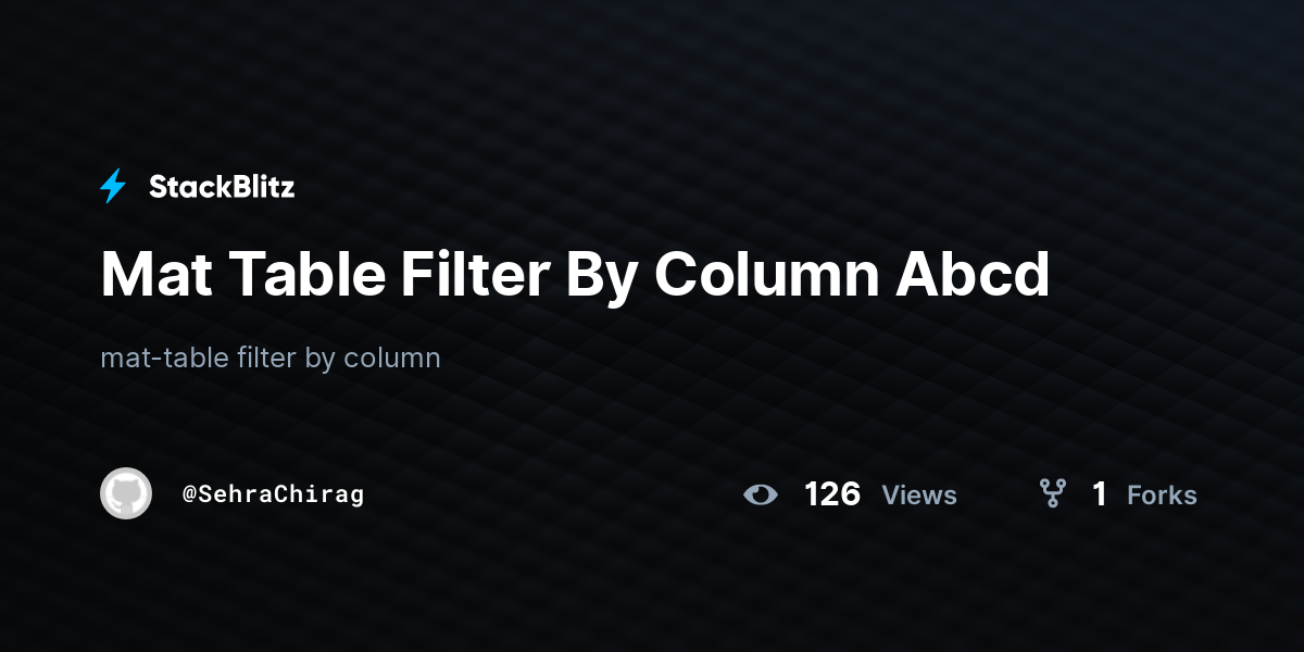 Mat Table Filter By Column Abcd StackBlitz