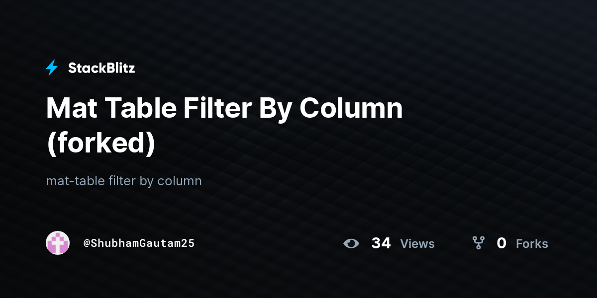 Mat Table Filter By Column (forked) StackBlitz