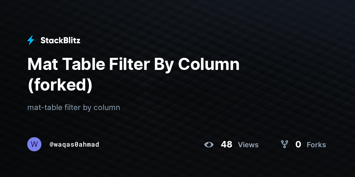 Mat Table Filter By Column (forked) - StackBlitz