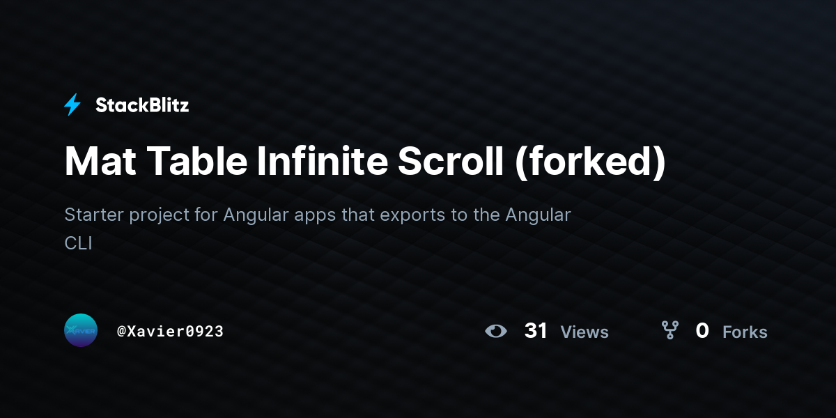 Mat Table Infinite Scroll (forked) - StackBlitz