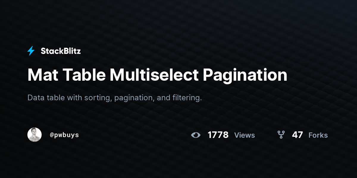 Mat Table Multiselect Pagination - StackBlitz