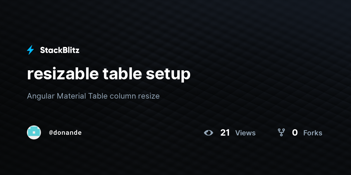 resizable table setup - StackBlitz