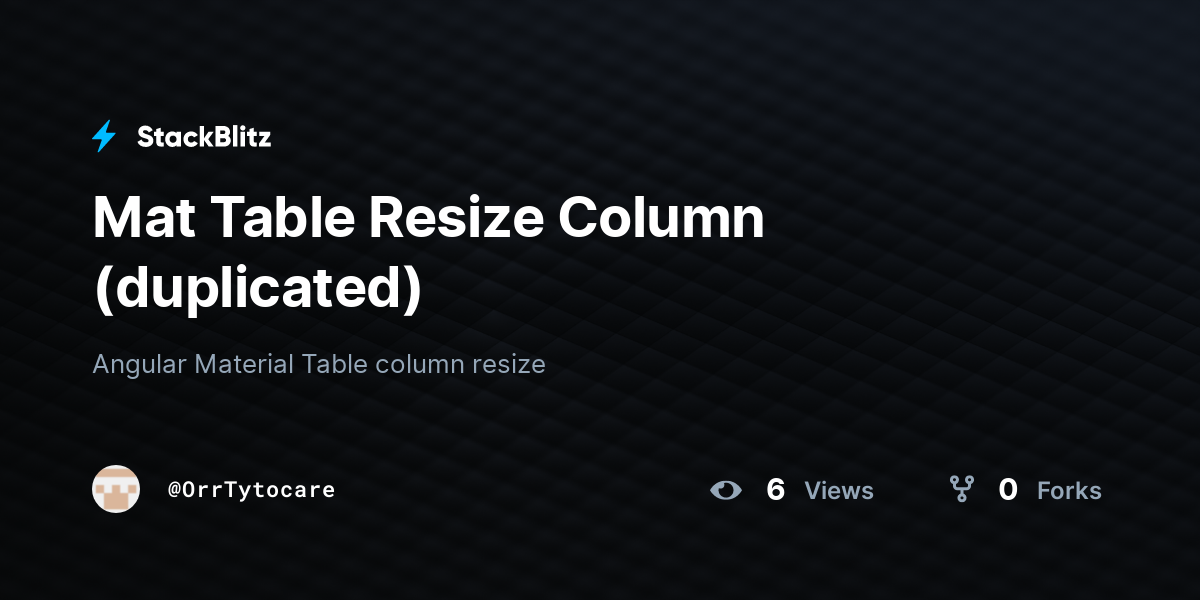 Mat Table Resize Column (duplicated) - StackBlitz