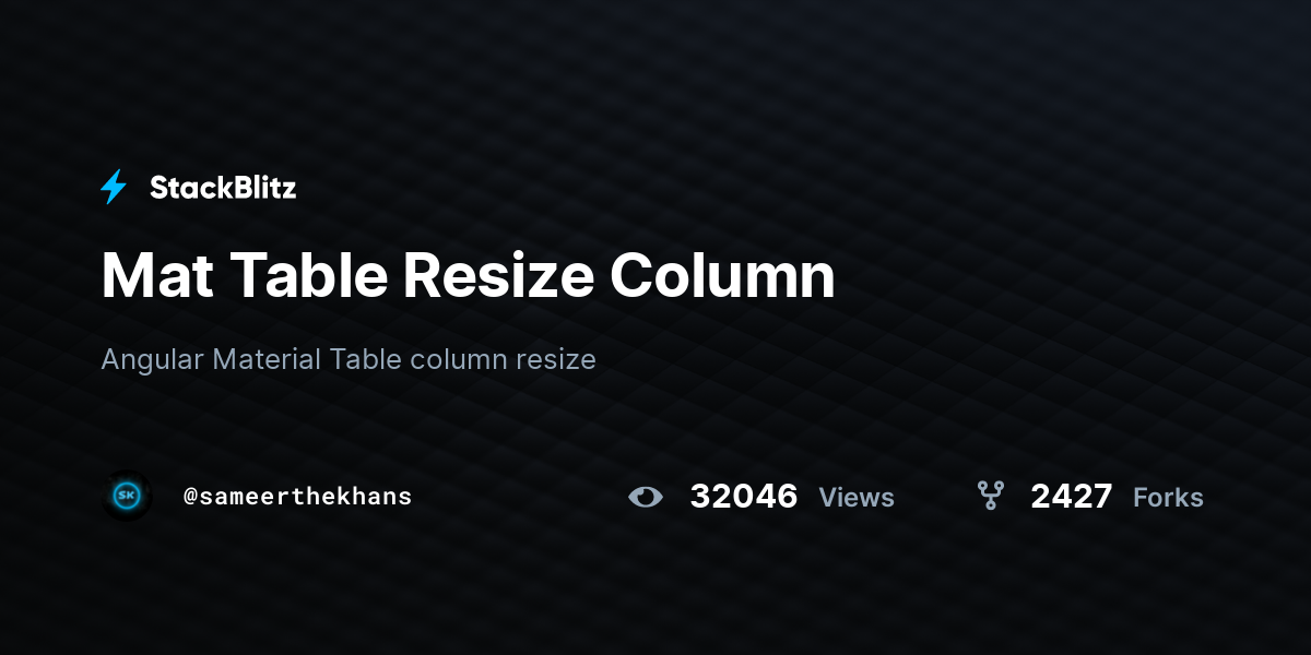 Mat Table Resize Column StackBlitz