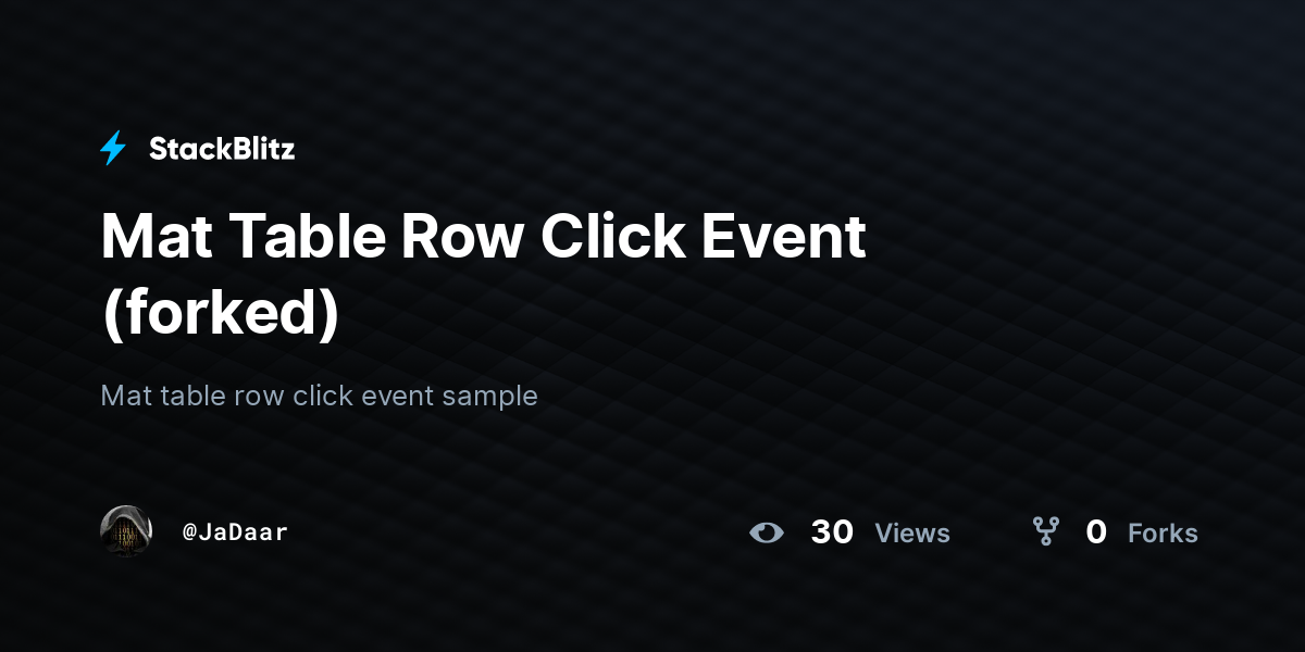 Mat Table Row Click Event (forked) - StackBlitz
