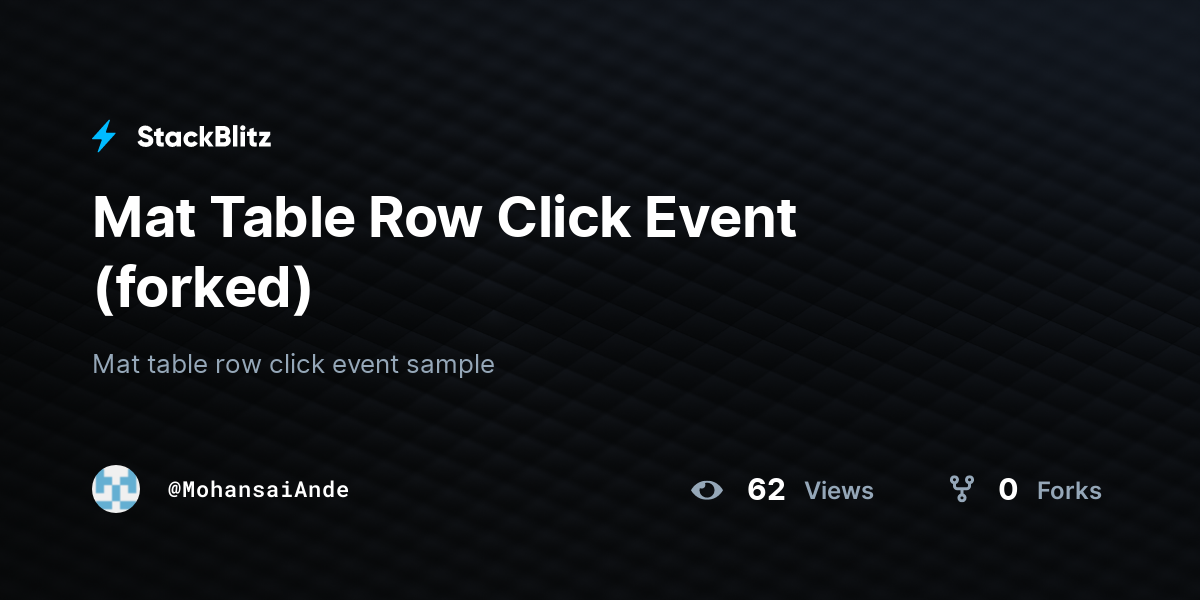 Mat Table Row Click Event (forked) - StackBlitz