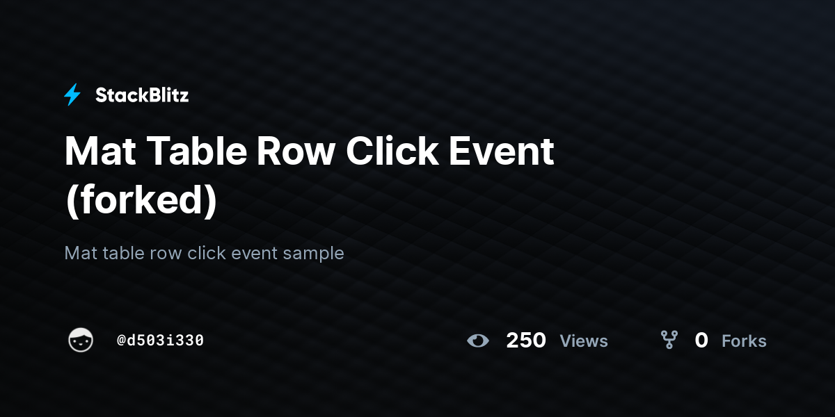 Mat Table Row Click Event (forked) - StackBlitz