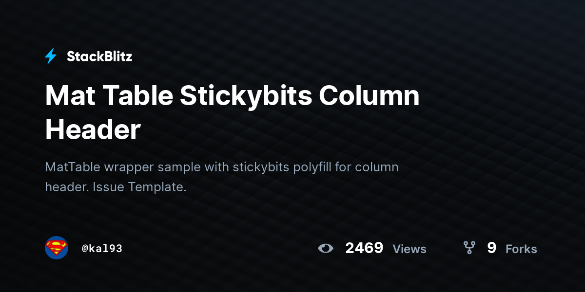 Mat Table Stickybits Column Header - StackBlitz