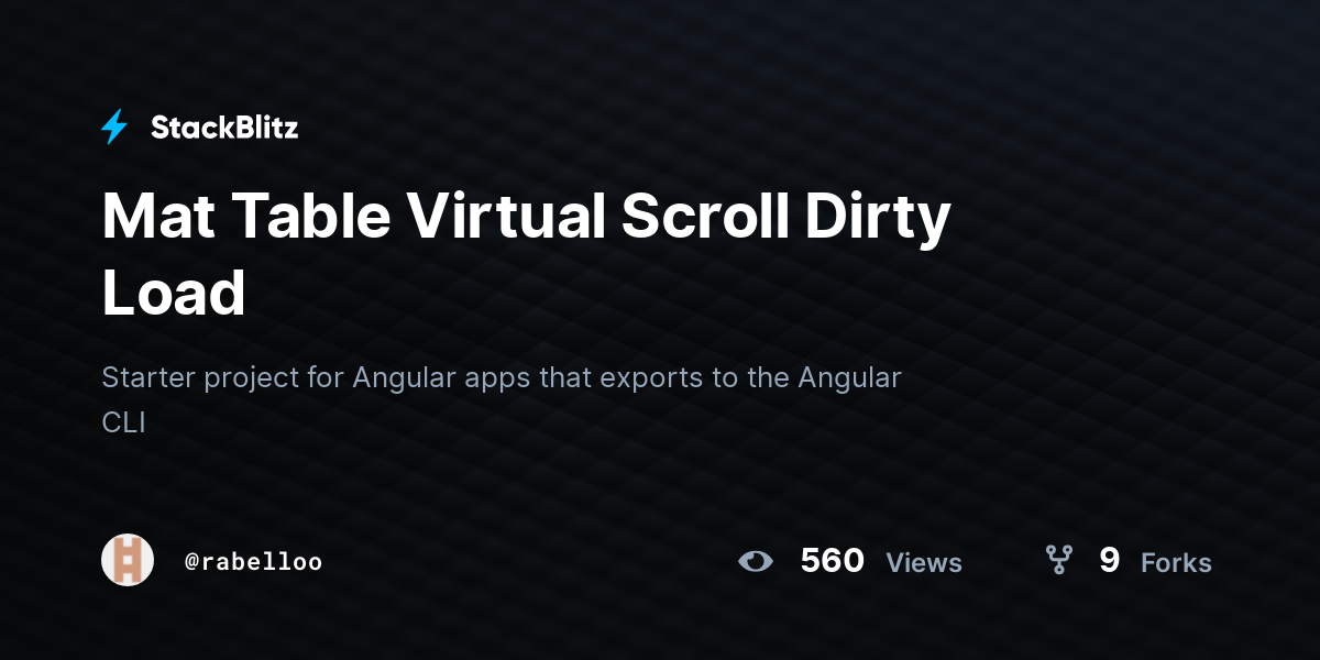 Mat Table Virtual Scroll Dirty Load - StackBlitz