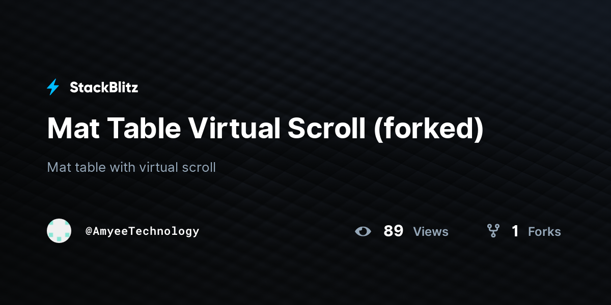 Mat Table Virtual Scroll (forked) - StackBlitz