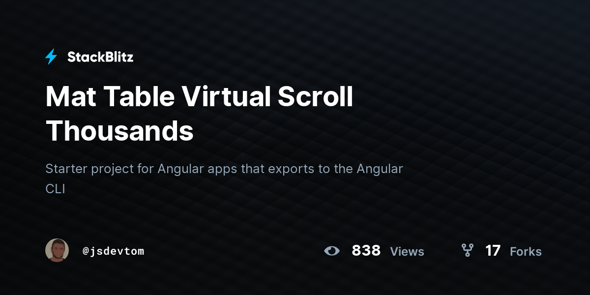 Mat Table Virtual Scroll Thousands - StackBlitz