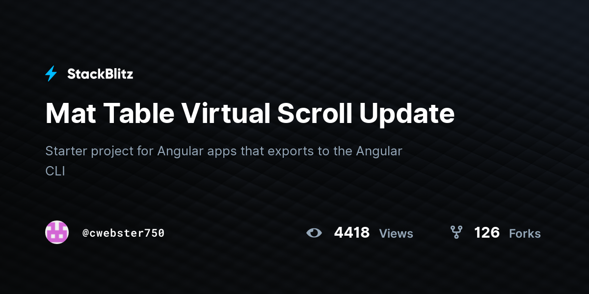 Mat Table Virtual Scroll Update - StackBlitz