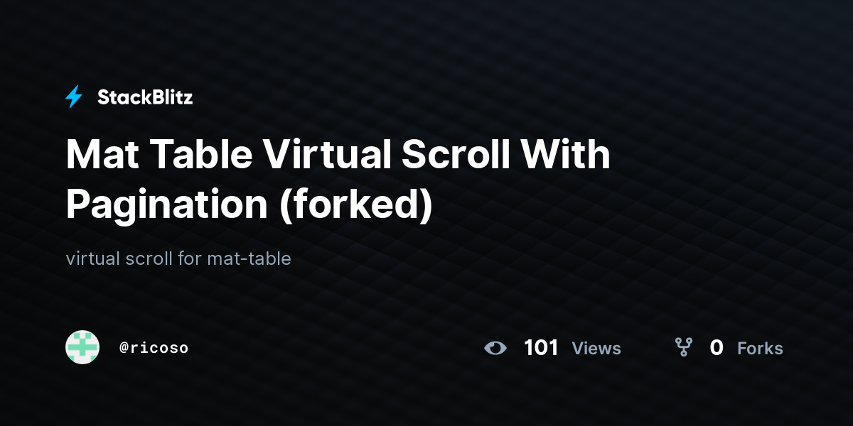 Mat Table Virtual Scroll With Pagination (forked) StackBlitz