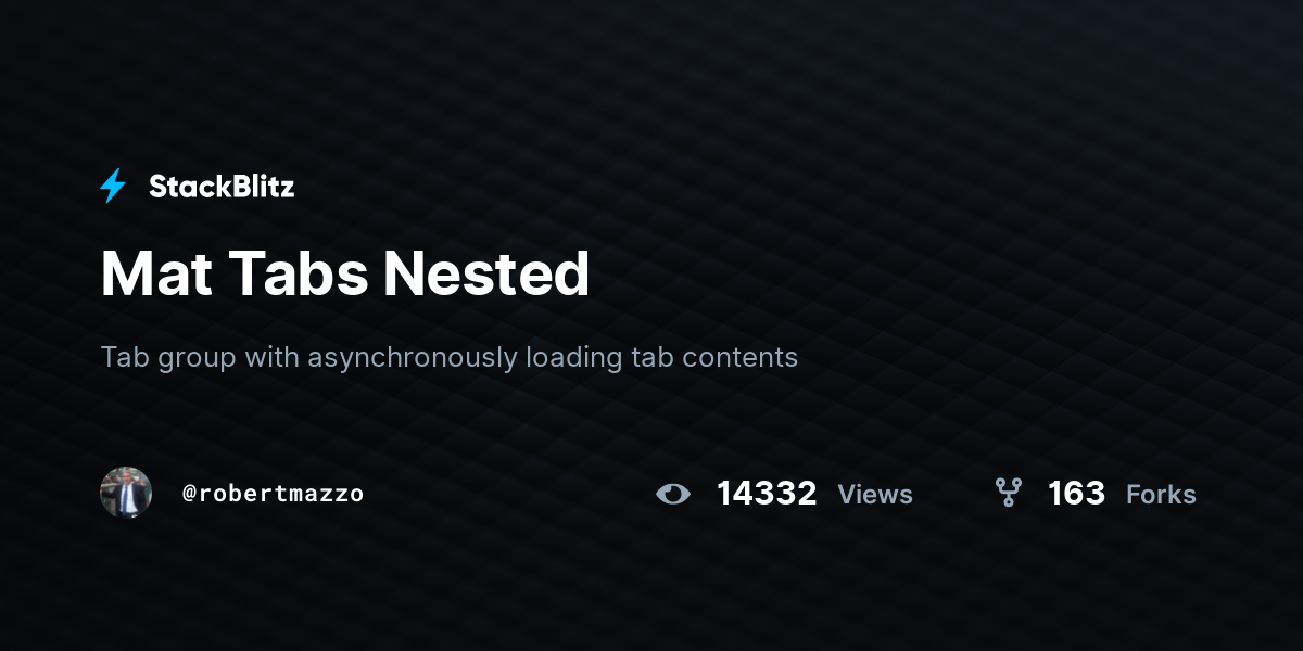 Mat Tabs Nested - StackBlitz