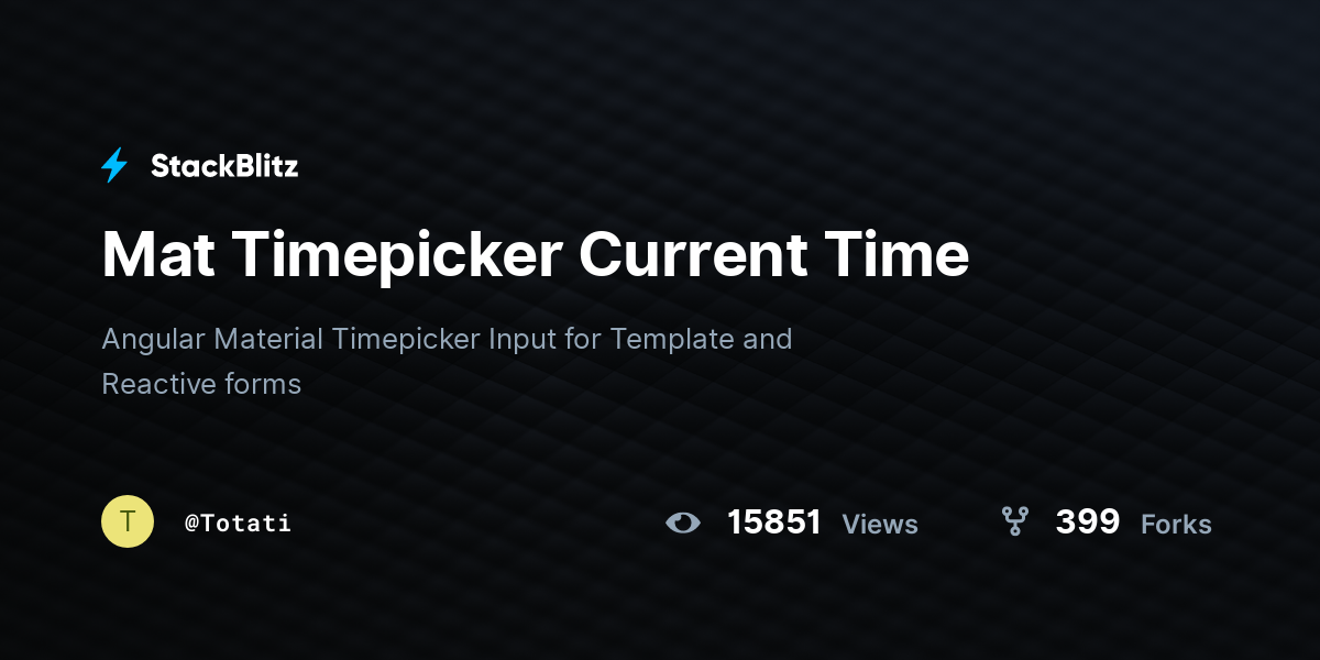 Mat Timepicker Current Time - StackBlitz