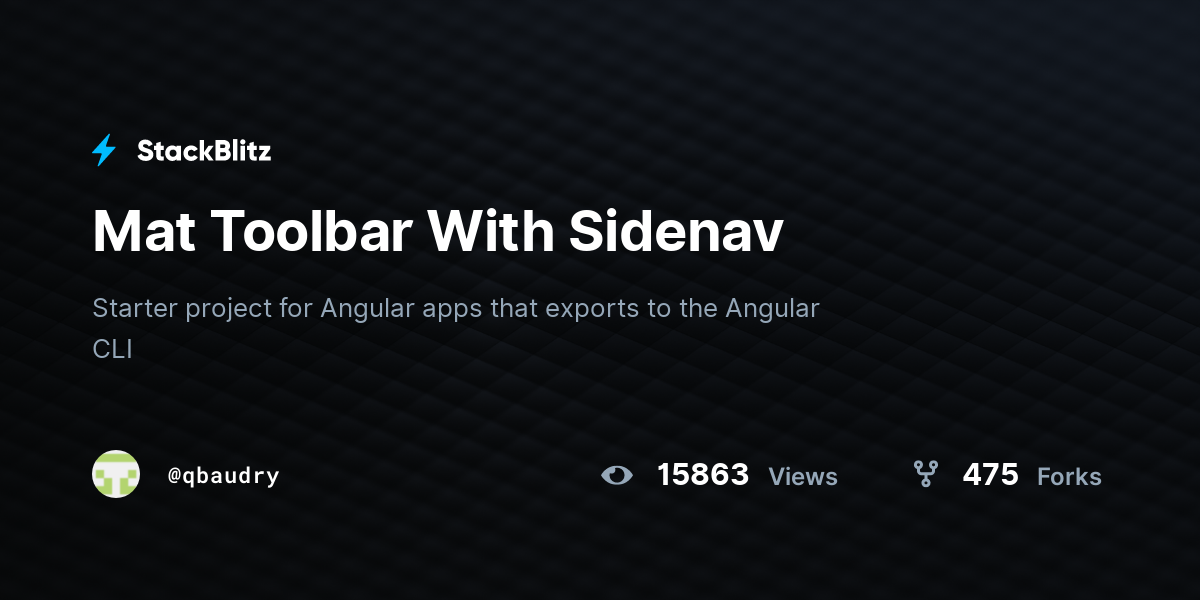 Mat Toolbar With Sidenav StackBlitz