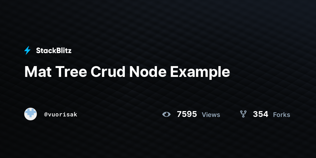 Mat Tree Crud Node Example StackBlitz