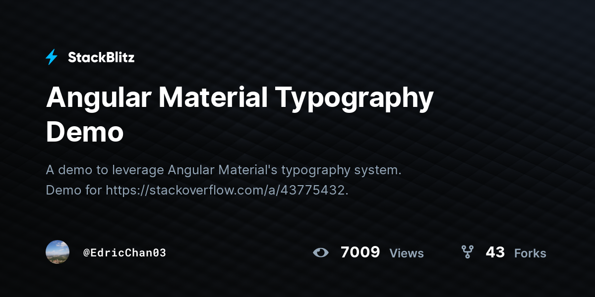 Angular Material Typography Demo - StackBlitz