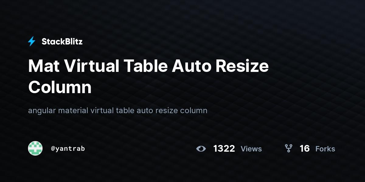 Mat Virtual Table Auto Resize Column - StackBlitz