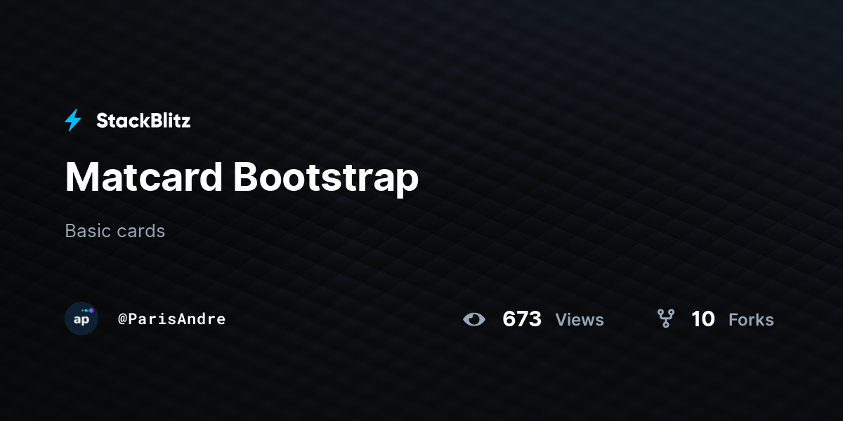 Matcard Bootstrap - StackBlitz