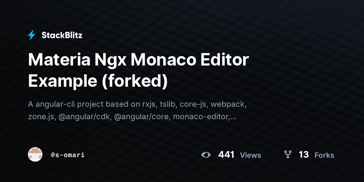 Materia Ngx Monaco Editor Example (forked) - StackBlitz