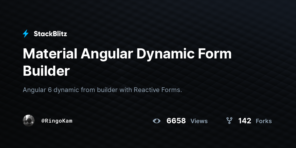 Material Angular Dynamic Form Builder - StackBlitz