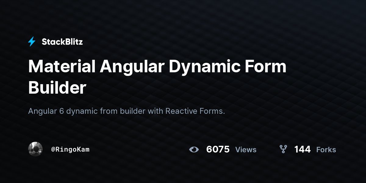 dynamic form builder angular