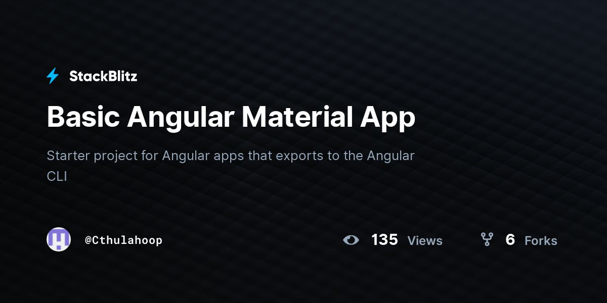 Basic Angular Material App - StackBlitz