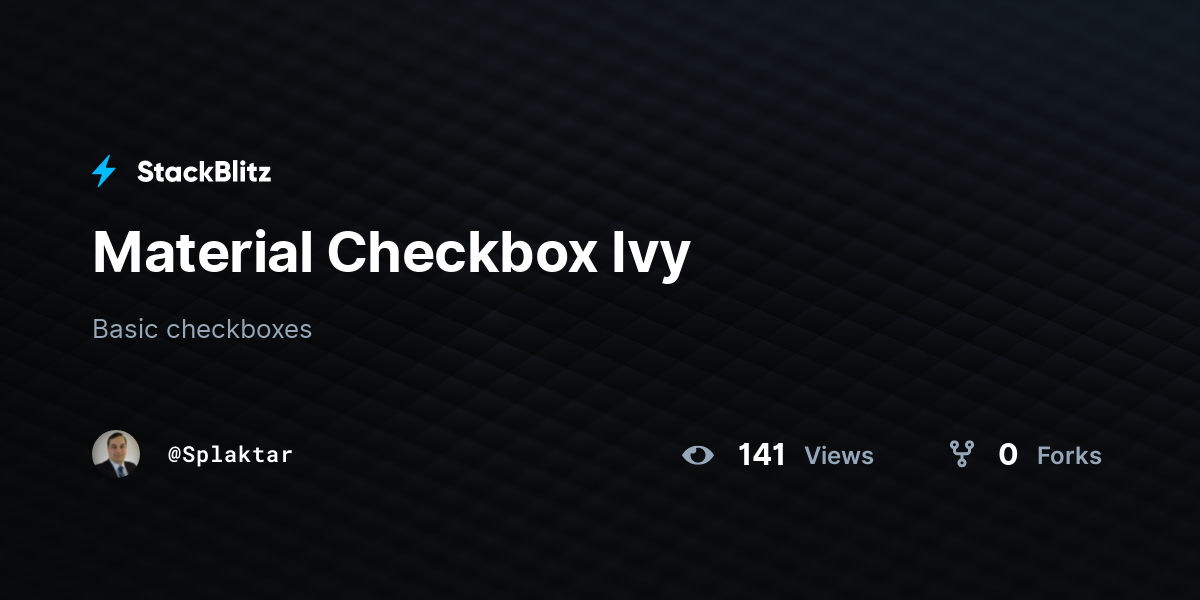 Material Checkbox Ivy - StackBlitz