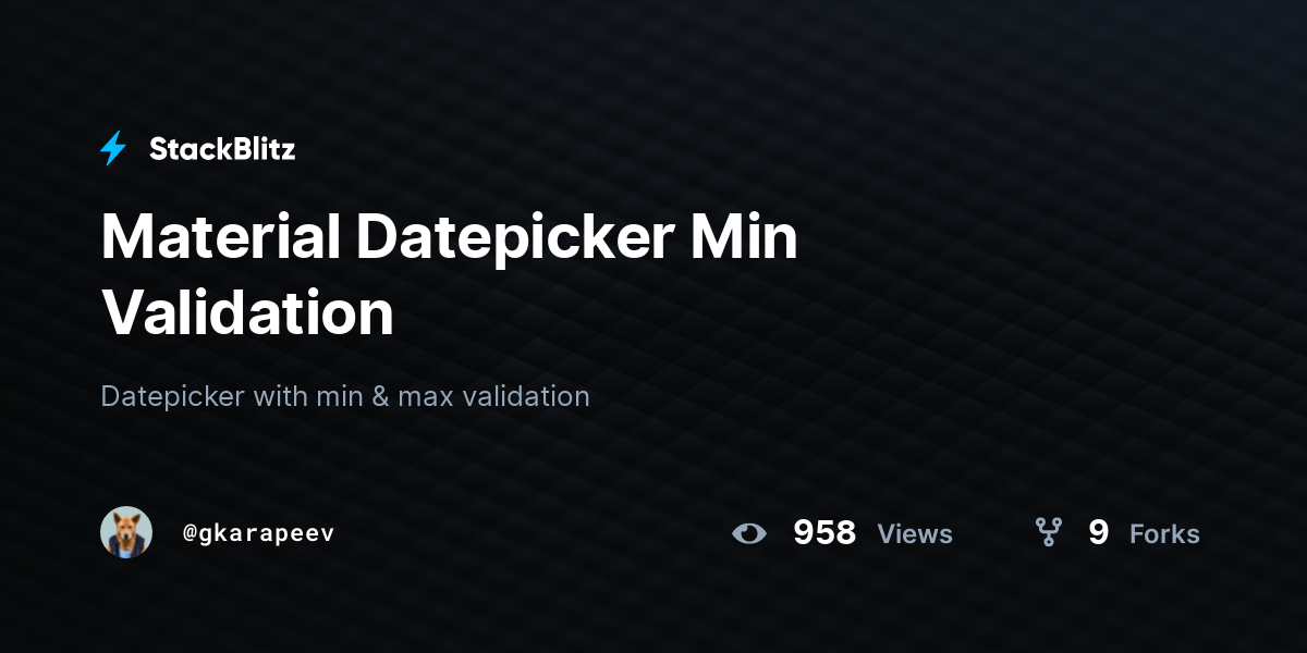 Material Datepicker Min Validation - StackBlitz