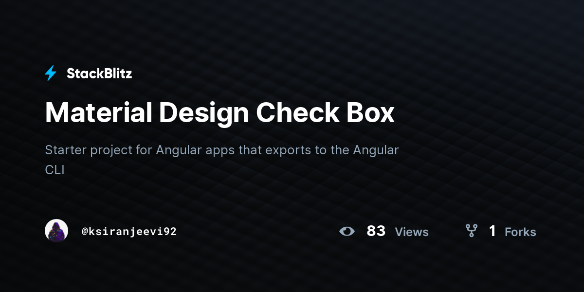 Material Design Check Box - StackBlitz