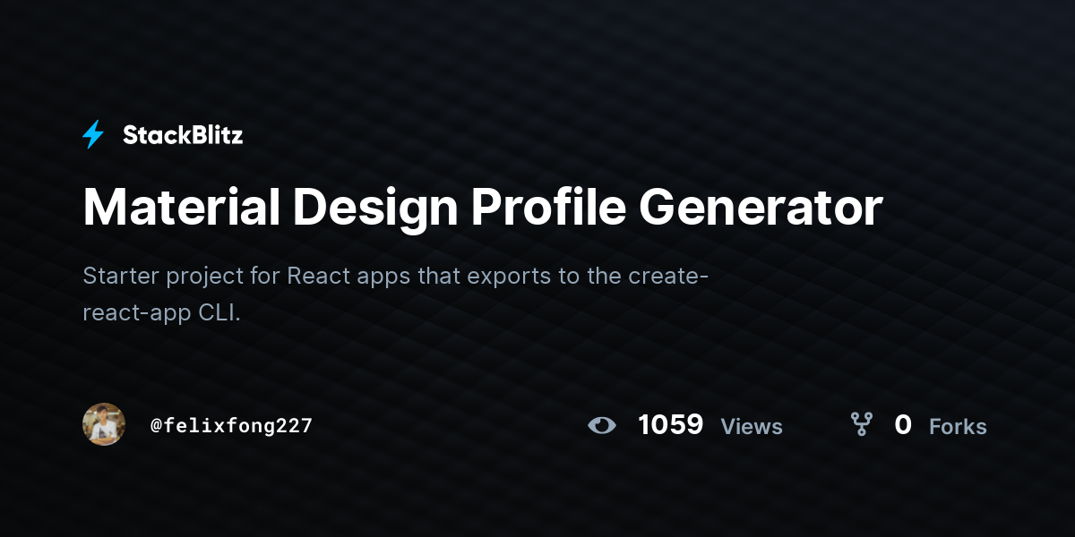 Material Design Profile Generator Stackblitz