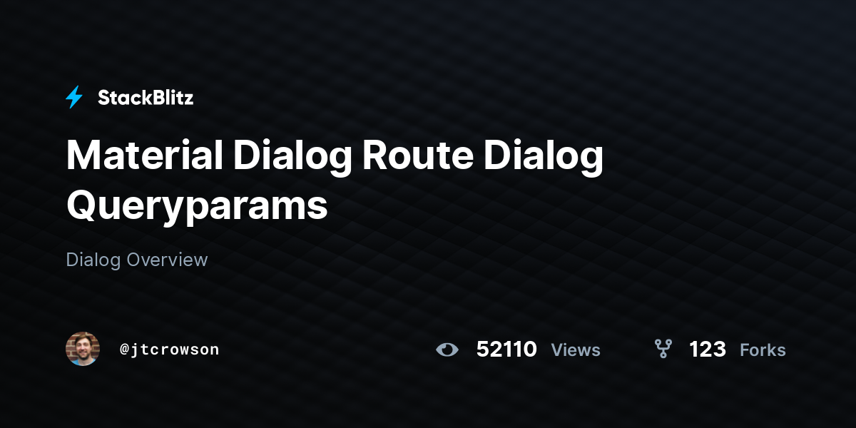 Material Dialog Route Dialog Queryparams - StackBlitz