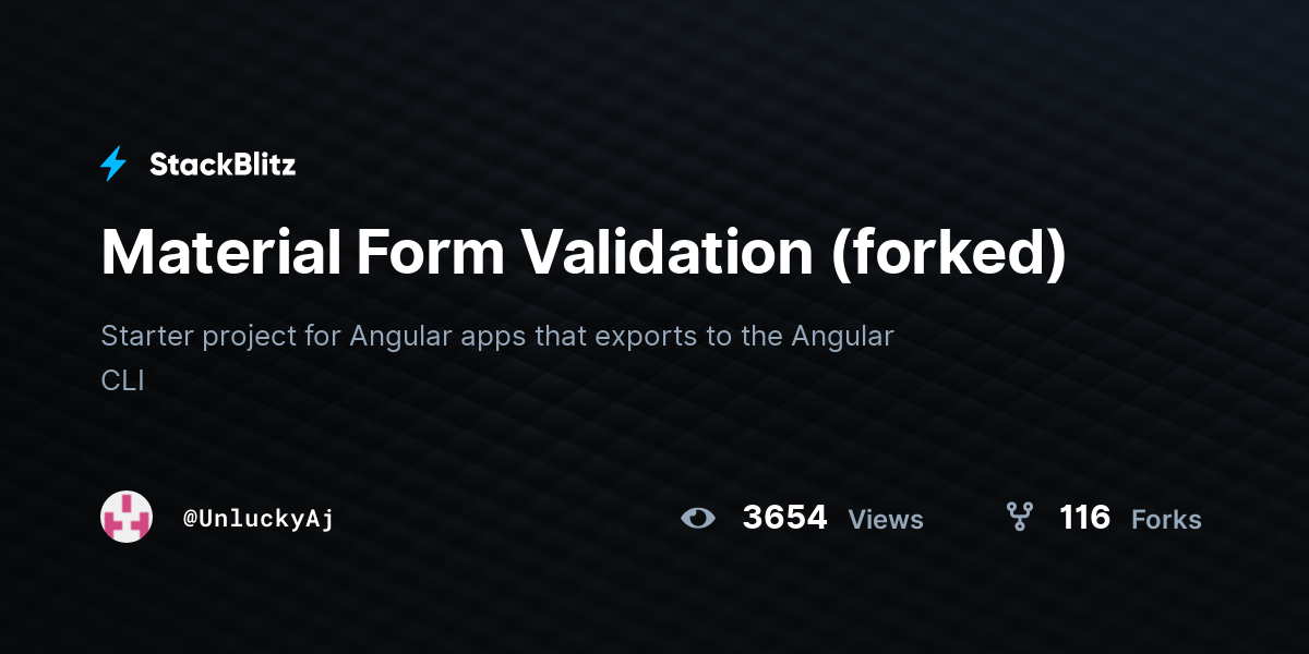 Material Form Validation (forked) - StackBlitz