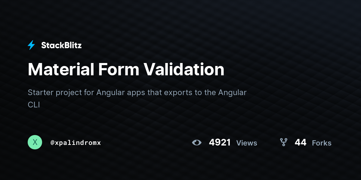 Material Form Validation - StackBlitz