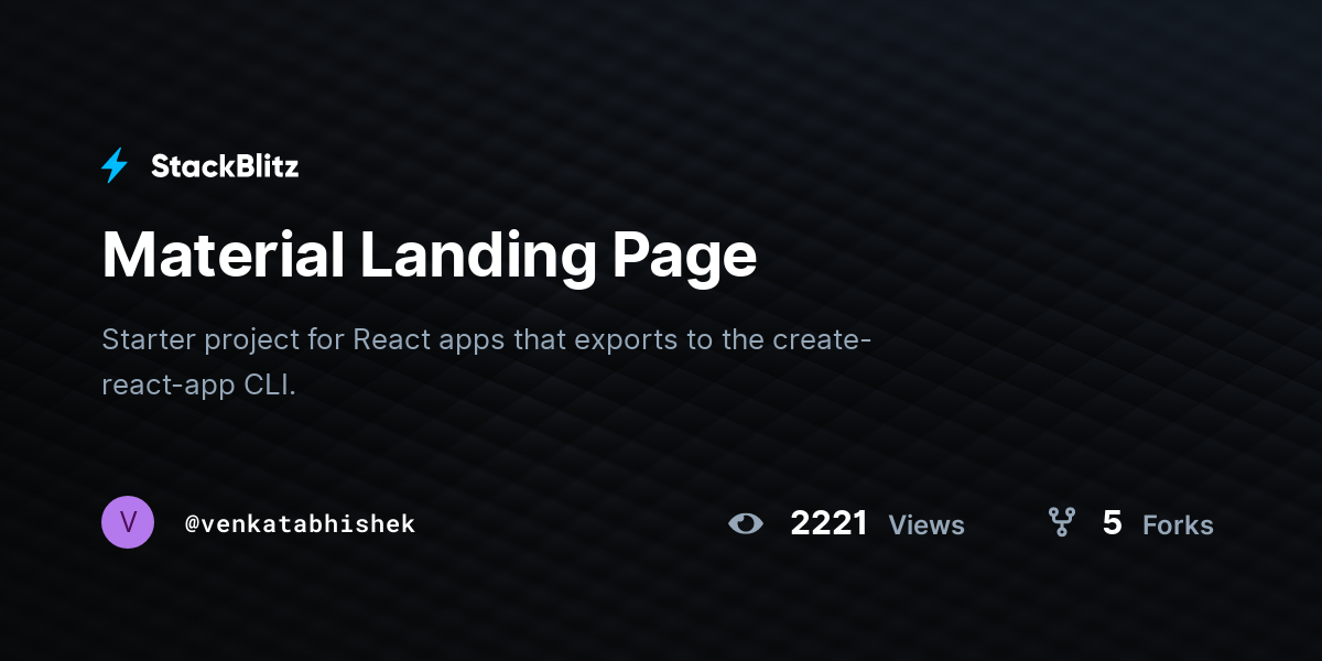 Material Landing Page - StackBlitz