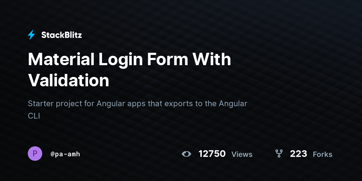Material Login Form With Validation - StackBlitz