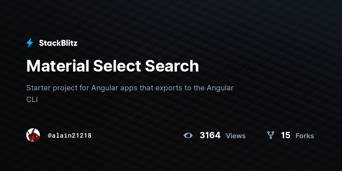 Material Select Search - StackBlitz